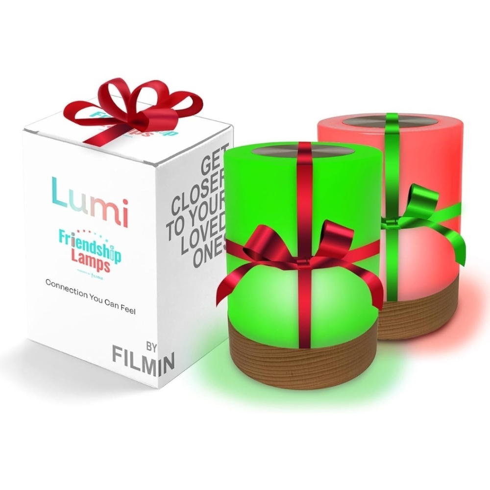 Lumi Friendship Lamps Set of 2 – WiFi Touch Long-Distance w/ Beech Wood Base